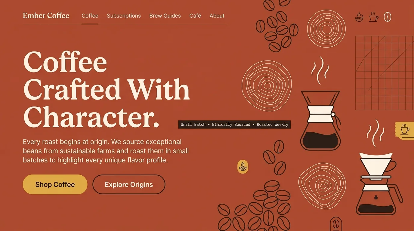 Ember Coffee Roasters Website Hero